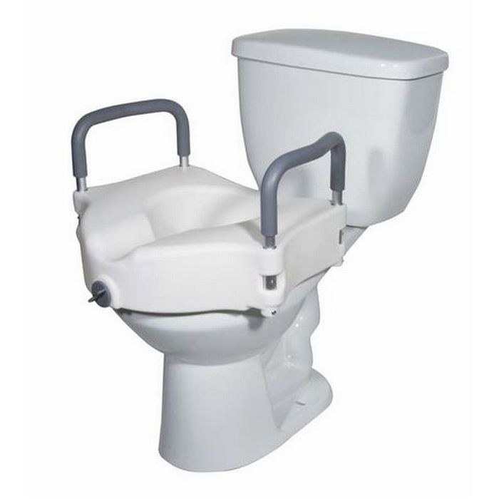Drive Medical – 2 in 1 Locking Elevated Toilet Seat with Tool free Removable Arms